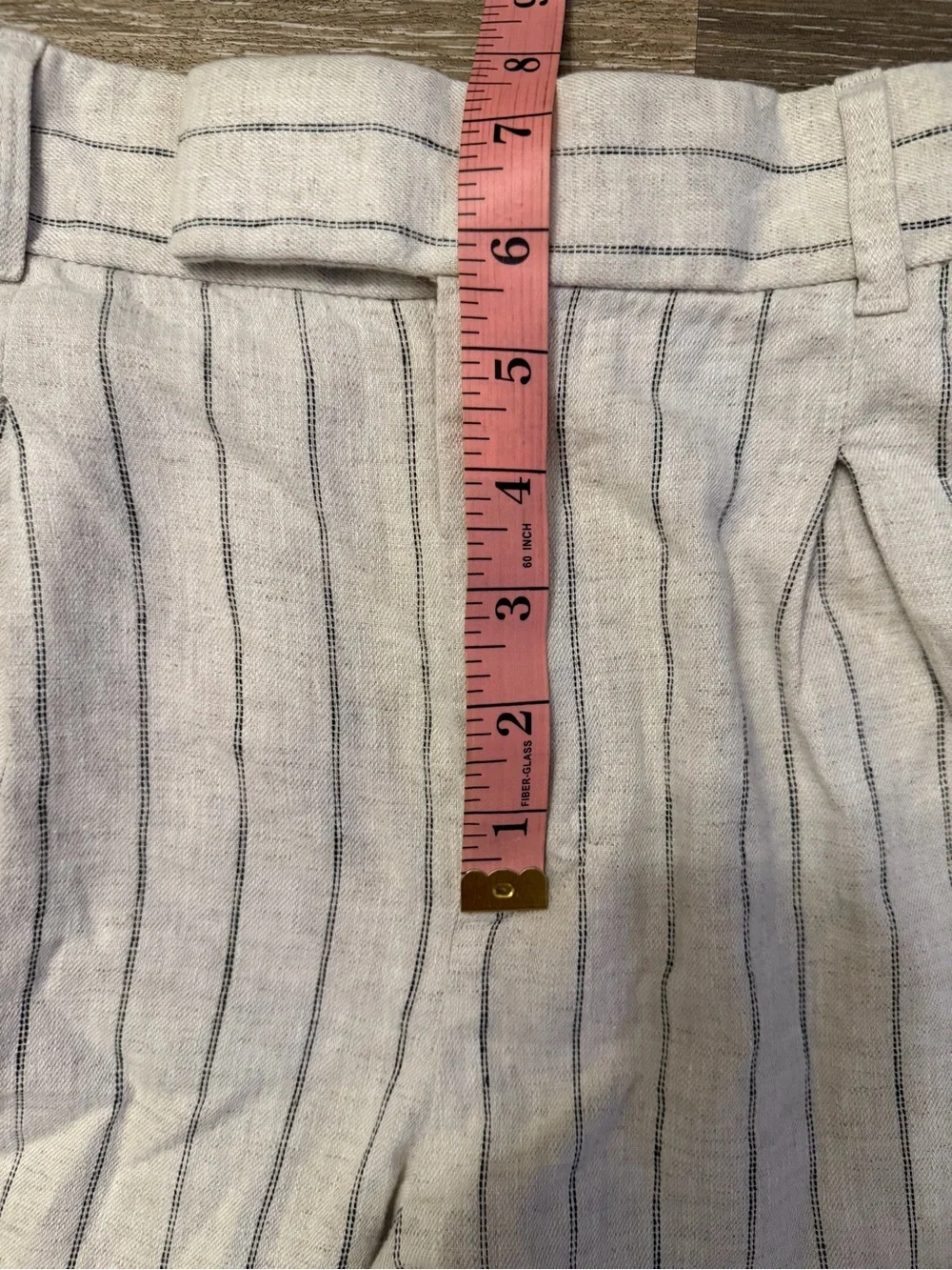 Banana Republic Linen Blend Wide Leg Pinstripe Pants Size 2 Cream High Rise
